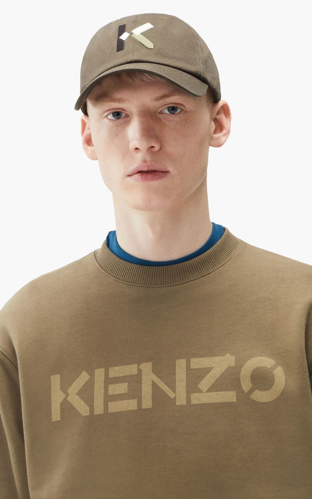 Sweat Kenzo Logo Homme Grise Clair | KRSJ-94673